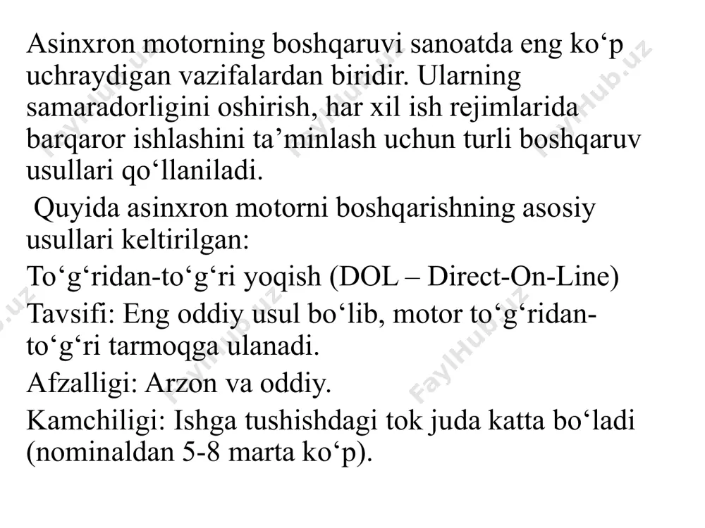 exanizmlarining avtomatlashtirilgan elektr yuritmalar. – toshkent: effekt moliya, 2015. – 136 b. imomnazarov a.t. sanoat korxonalaridagi elektr jihozlariga xizmat koʽrsatish va ta’mirlash. oʽquv qoʽllanma. – toshkent: turon iqboli, 2006. – 175 b. imomnazarov a.t. ekektr texnolоgiy asoslari. darslik. - toshkent: fan va texnologiya, 2015. - 225 b. imomnazarov a.t. ekektromexanik tizimlarning elementlari. oliy oʽquv yurtlari uchun darslik. toshkent: «ta’lim», 2009. - 155 b. image1.png /docprops/thumbnail.jpeg