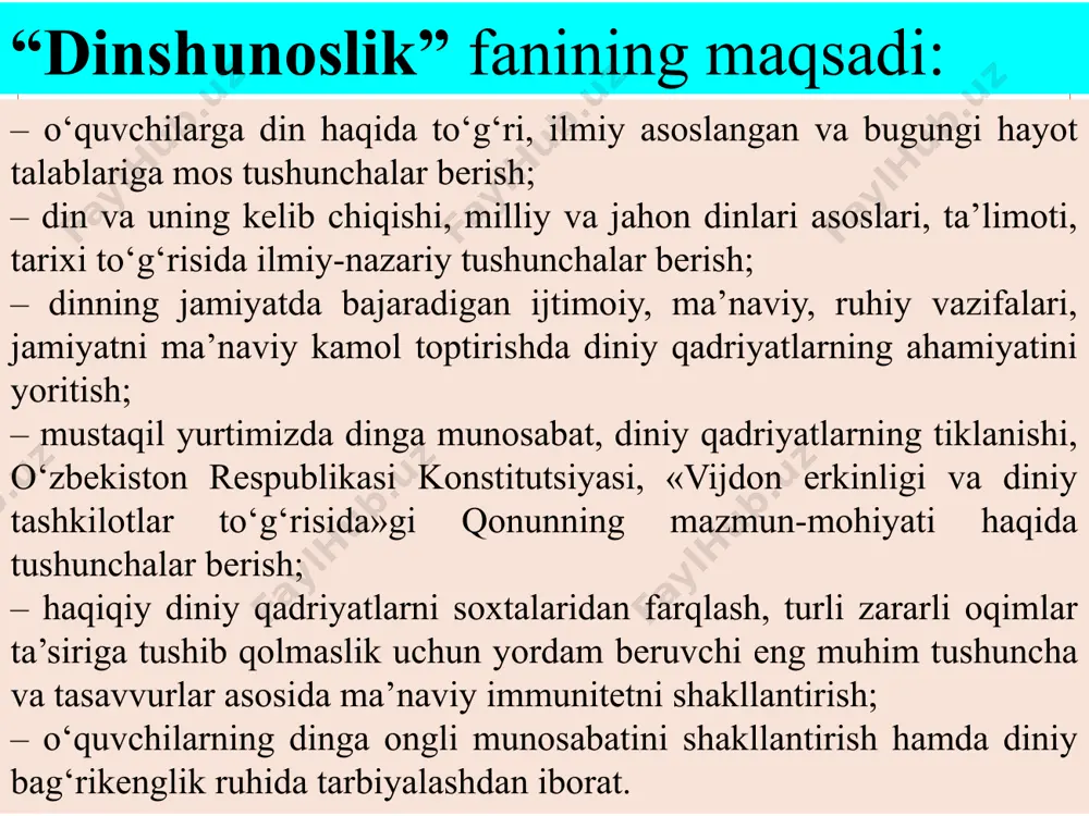 n, avstraliya aborigenlari orasida saqlanib qolgan afsonalardagi tasavvurlarni aytish mumkin. animizm (lotin tilida anima – ruh, jon ma’nolarini anglatadi). animizm ruhlar mavjudligiga ishonch, tabiat kuchlarini ruhlantirish, hayvonot, o‘simlik va jonsiz jismlarda ruh ong va tabiiy qudrat borligi haqidagi ta’limotni ilgari suruvchi ilk din shaklidir. u totemizm bilan bir vaqtda shakllangan. animizm tabiatning qudratli kuchlari – osmon va yer, quyosh va oy, yomg‘ir va shamol, momaqaldiroq va chaqmoqlarni ilohiylashtirib, ularda ruh mavjud deb bilar edi. ibtidoiy odamlar tog‘lar, daryolar, adir, o‘rmonlar, daraxtlar, xarsang tosh, jarliklar ham jonli, tafakkurli, sezuvchi va harakat qiluvchi, yaxshilik va yomonlik keltirishi mumkin deb tushunganlar. ularga qurbonliklar qilib haqqiga duo qilib, marosimlar uyushtirganlar. animizm zamonaviy dinlarning asosiy aqidaviy qismini tashkil etadi. jahon dinlarida ham ruhlar haqidagi ta’limot mavjud. animizm fetishizm (fetish so‘zi fransuzcha fetishe – but, sanam, tumor ma’nolarini anglatadi). u tabiatdagi jonsiz predmetlarga sig‘inishdir. fetish ham salbiy, ham ijobiy ta’sir etish kuchiga ega. fetish hisoblangan predmetlar …