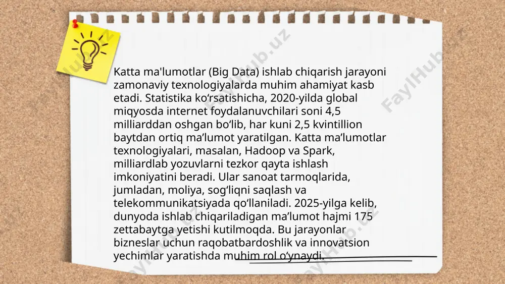 asidagi integratsiyani soddalashtiradi. har bir servis alohida ma'lumotlar bazasi bilan ishlashi yoki mavjud bazalar bilan ulanishi mumkin. 2020-yilda kompaniyalarning 63% mikroservislardan foydalanishni boshlagan va ularning 78% foydalanuvchilari ishlab chiqarish jarayonlarida samaradorlikni sezilarli darajada oshganini qayd etishgan. ... t.me/slaydai_bot avtonom tizimlar va robototexnika zamonaviy texnologiya sohalaridan bo‘lib, ularni ishlab chiqish va rivojlantirish keyingi yillarda sezilarli o‘smoqda. avtonom tizimlar o‘z-o‘zidan ishlay oluvchi qurilmalarni (masalan: dronlar, avtoulovlar) o‘z ichiga oladi. statistikaga ko‘ra, robototexnika bozori 2025-yilga kelib 70 milliard aqsh dollarini oshishi kutilmoqda. avtonom tizimlar sanoatda, qishloq xo‘jaligida va logistika sohasida samaradorlikni oshirishda muhim rol o‘ynamoqda. 2022-yilning oxiriga kelib, dunyodagi robotlar soni qariyb 3 million birlikni tashkil etdi. o‘zbekistonda ham robototexnika tadqiqotlariga qiziqish ortib, universitetlarda maxsus yo‘nalishlar tashkil etilmoqda. ... t.me/slaydai_bot 13. quantum hisoblash texnologiyalari kvant hisoblash texnologiyalari zamonaviy hisoblash usullarini sezilarli darajada o‘zgartirishi kutilmoqda. anʼanaviy kompyuterlardan farqli o‘laroq, kvant kompyuterlar kvant bitlari yoki kubitlar yordamida ishlaydi. kubitlar superpozitsiya va kvant oʻralash xususiyatlariga ega …