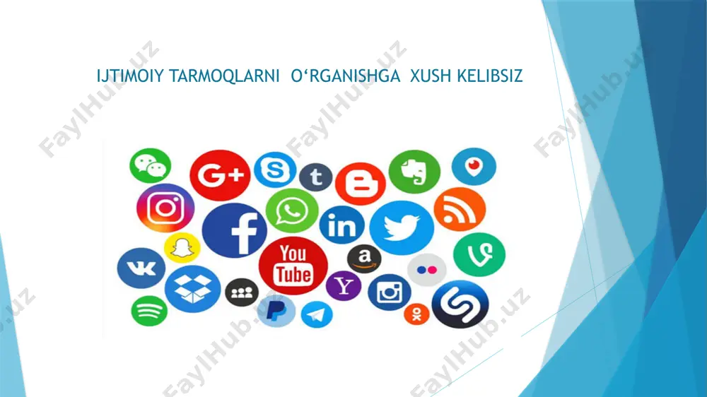 eng aktiv va vaqtiga achinmaydigan foydalanuvchilariga ega tarmoq instagram kevin systrom va mike krieger tomonidan yaratilgan hamda bepul mobil ilova sifatida 2010-yilning oktabr oyida ishga tushirilgan. dastlab, bu ilova nomi „burbn“ boʻlgan. keyinchalik, systrom va krieger, „instant camera“ („tezkor kamera“) va „telegram“ soʻzlarini birlashtirib, ilovaning nomini „instagram“ga oʻzgartirishdi. google llc alphabet kompaniyasiga tegishli transmilliy korporatsiyadir. amazon, apple, meta va microsoft kompaniyalari bilan birgalikda „katta beshlik“ axborot texnologiyalari kompaniyalaridan biri hisoblanadi ushbu tizim hozirda internetda mashhurligi boʻyicha birinchi oʻrinda bormoqda (u 70 % qidiruv soʻrovlarini amalga oshiradi). hozirda u kuniga 50 million qidiruv soʻrovlarini roʻyxatdan oʻtkazadi va ayni vaqtda 8 milliarddan ortiq veb sahifalarni indeksatsiyalagan. google qidiruv tizimi 101 tadan ortiq tillarda soʻrovlarni qayta ishlaydi va (2004-yil avgust oyi maʼlumoti). 2018-yilning dekabrida oʻzbekistonda youtube bloklandi. 2021-yil mart oyida youtube funksiyalaridan biriga oʻzgartirish kiritishi haqida xabar berdi. kontentga qoʻyilgan dizlayklar soni yashiringan boʻladi. kontent ostidagi salbiy baholarni esa faqat videoblogerning oʻzi koʻra …