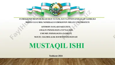 ilk bolalik davri psixologiyasi — PPTX
