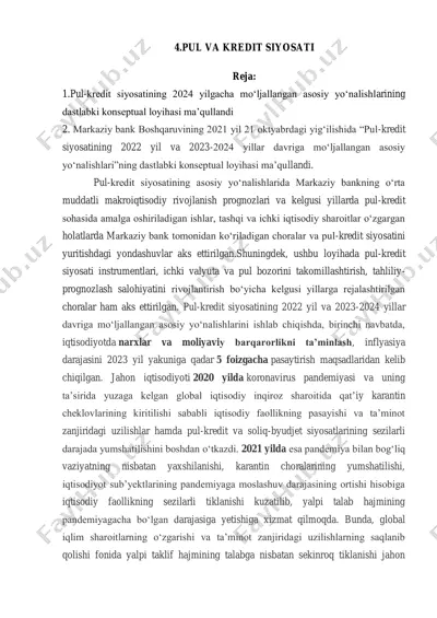 pul va kredit siyosati — PDF