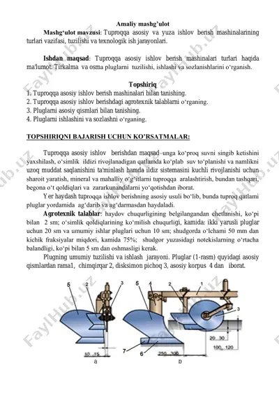 tuproqqa asosiy ishlov berish mashinalari — PDF