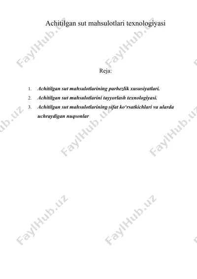 achitilgan sut mahsulotlari texnologiyasi — DOC