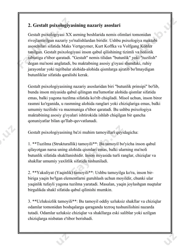 i orqali klienntga bir qator so'zlar yoki obrazlarni taqdim etib, ulardan kelib chiqadigan birinchi fikrlarni aytish so'raladi. ushbu jarayonda aniqlangan assotsiatsiyalar orqali ong osti jarayonlari haqida ma'lumot olish mumkin. 3. **hissiy yordamlashmalar**: ba'zi psixoterapevtlar hissiyotlarni ifoda qilish va ulardagi yuzaki sabablarni aniqlash uchun turli texnikalardan foydalanadi. ong ostidagi hissiyotlar ko'pincha shaxsiy muammolarga yoki ichki nizolarga olib kelishi mumkin. statistik ma'lumotlarga ko'ra, psixoterapevtik jarayonlarning qariyb 70% foydalanuvchilarida sezilarli ijobiy o'zgarishlar kuzatilgan. aynan psixoanalitik uslub bilan davolanganda esa, ko'plab odamlar o'z ichki mojarolarini anglab, ularni yanada samarali boshqarishni o'rganishda muvaffaqiyat qozonishadi. shuningdek, psixoanalizning yana bir muhim jihati shundaki, bu jarayon ko'pincha uzoq va davomli bo'lib, bir necha oylar yoki hatto yillar davom etishi mumkin. ong osti tushunchasiga oid boshqa shaxslar, masalan, carl jung, viktor frankl va alfred adler o'z nazariyalarini ishlab chiqqan. jung ong ostini kollektive ishtirok etuvchi jarayon va shaxsiy tajribalar yig'indisi deb bilgan, u individual ong osti tushunchasidan farqli ravishda …