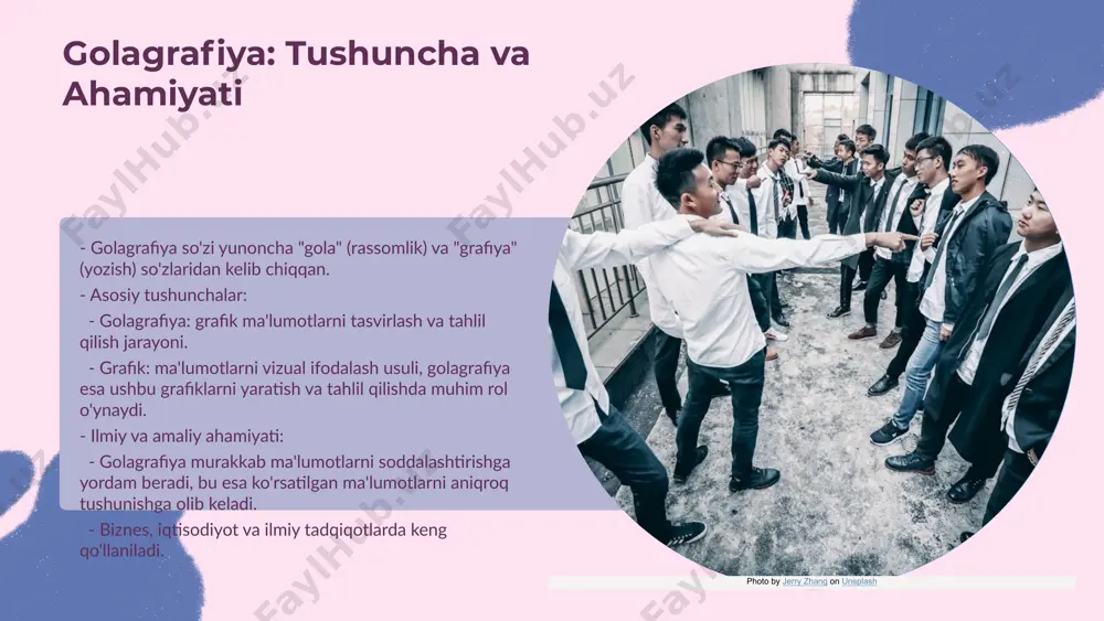 anglashga yordam beradi. yangi texnologiyalar orqali golagrafiyaning rivojlanishi yangi texnologiyalar, jumladan, virtual va kengaytirilgan haqiqat, golagrafiyaga yangi imkoniyatlar yaratmoqda. bu texnologiyalar yordamida foydalanuvchilar 3d muhitga kirib, real vaqt rejimida o'zaro ta'sirda bo'lishlari mumkin. arxitektura va dizaynda golagrafiyaning qo'llanilishi, loyihalarning vizualizatsiyasini yanada kuchaytiradi. kelajakda golagrafiyaning istiqbollari kelajakda golagrafiya sun'iy intellekt va katta ma'lumotlarni tahlil qilish yordamida yanada rivojlanishi kutilmoqda. bu texnologiyalar, golagrafik ko'rsatmalarni yanada aqlli va interaktiv qilish imkonini beradi, bu esa ilm-fan va kundalik hayotda yanada keng qo'llanilishiga olib keladi. golagrafiyaning tarixiy rivojlanishi golagrafiyaning tarixiy rivojlanishi bir necha asosiy davrlarni o'z ichiga oladi: 1. qadimgi davr: bu davrda golagrafiya asoslari qadimgi yunon va rim olimlari, masalan, eratosthenes tomonidan ishlab chiqilgan. u yer yuzining o'lchovlari va xaritalar yaratish usullarini taklif qildi. 2. o'rta asrlar: bu davrda al-biruni va ibn xaldun kabi buyuk olimlarning hissasi muhim ahamiyatga ega. al-biruni, geografik ilmning rivojlanishida yangi nazariyalarni ishlab chiqdi, ibn xaldun esa ijtimoiy geografiyaning asoslarini …