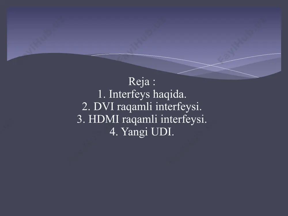 ha bo'lgan ruxsatlarga ega qurilmalarda foydalanish uchun javob beradi. hdmi raqamli interfeysi. raqamli multimedia interfeysi hdmi (high definition multimedia interface) bir qator yirik kompaniyalar - hitachi, panasonic, philips, sony va boshqalar tomonidan birgalikda ishlab chiqilgan.hdmi ning 19 pinli versiyasi bugungi kunda yuqori aniqlikdagi televizor (hdtv) uzatish uchun keng qo'llaniladi. ) o'lchamlari 1920x1080 (1080i) gacha bo'lgan signallar. yuqori aniqlikdagi video signallari uchun b tipidagi 29-pinli ulagichlar kerak.bundan tashqari, hdmi sakkiztagacha 24-bitli 192 khz audio kanalini taqdim etishi mumkin va oʻrnatilgan raqamli huquqlarni boshqarish (drm) mualliflik huquqini himoya qilish mexanizmiga ega. hdmi nisbatan yangi, lekin uning kompyuter sektorida an'anaviy dvi interfeysidan ham, udi yoki displayport kabi yangi va ilg'or interfeyslardan ham bir qancha raqobatchilar bor. biroq, hdmi portlari bo'lgan mahsulotlar bozorga doimiy ravishda kirib bormoqda, chunki zamonaviy iste'molchi video uskunalari tobora ko'proq hdmi ulagichlari bilan jihozlangan. yangi udi. intel raqamli monitorlarni kompyuterga ulash uchun yangi raqamli interfeys udi (unified display interface) ni …