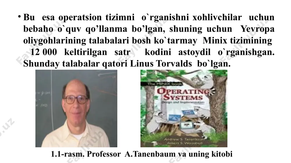 h" bo’lgan 1.6-rasm. gnu litsenziyasi emblemasi 1.7-rasm. richard matthew stallman 1.8-rasm. massachusets texnologiyalari instituti logotipi bepul dasturiy ta'minot fondi: asos solingan: 1985 yil 4 oktyabr richard stollman boston, aqsh notijorat tashkilot 1,29 млн $ (2016) 2019 yilda fond prezidentligidan ketgan hozirgi kunda djon sallivan 1.9-rasm. free software foundation 1.10-rasm. djon sallivan gnu general public license: gnu loyihasi doirasida yaratilgan bepul dasturiy ta'minotlar uchun beriladigan litsenziya; dastlab: 1988 da asos solingan; nomlanishi: gnu gpl yoki gpl; 2-versiyasi: 1991 yilda; 3-versiyasi: 2007 yilda ishlab chiqilgan; gnu litsensiyasining versiyalari gnu lesser general public license (lgpl) - gplning kuchsiz versiyasi bo’lib, dasturiy ta’minotning ba'zi kutubxonalar uchun mo'ljallangan; gnu affero general public license - dasturlar uchun gpl ning kengaytirilgan versiyasi, tarmoq orqali ularga kirish uchun mo'ljallangan; linux ot lar oilasi windows dan farqli, ko`pgina tijorat firmalari hamda ochiq kod (open source) fikrini qo`llab quvatlovchi dasturchilar uyushmasi tomonidan rivojlantirilmoqda. har qanday dasturiy ta`minot nafaqat bajariluvchi modullar, …