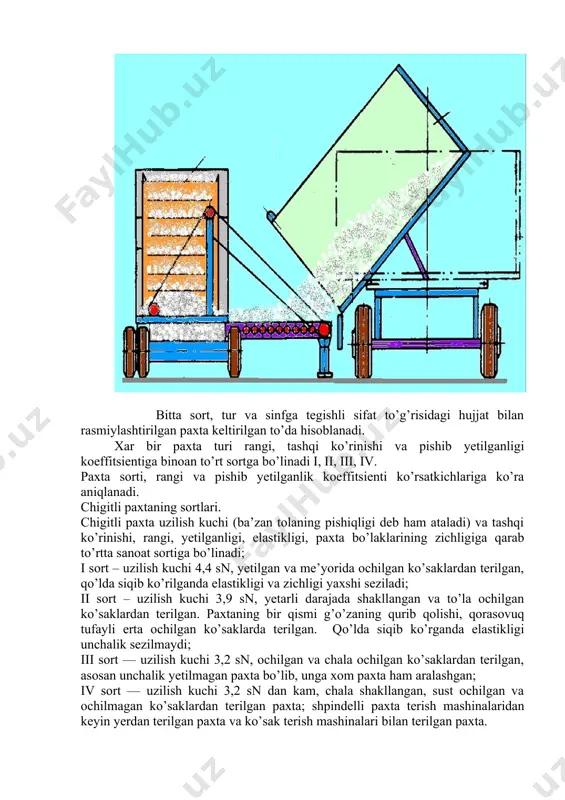 sbobida nazorat tekshiruvlarining ruxsat etiladigan farqlari paxta tolasi bo’yicha 2,5 foizdan oshmasligi kerak. agar bu ajrimlar orasidagi farqlar ruxsat etiladigan miqdordan oshib ketsa, unda ikkita qo’shimcha namuna lps-4 da o’lchanadi va o’lchov natijalari bo’yicha o’rtacha qiymat hisoblanadi. ikki namuna tahlilining natijalari orasidagi farq, ifloslikni nazorat tahlilida ifloslanganlik 10% gacha bo’lganda — 0,6% (mut.) dan oshmasligi, 10 foizdan yuqori bo’lganda esa 10% (mut.) dan oshmasligi kerak. ikki namunani sinash natijalari orasidagi farqlar nazorat tahlillarida paxta namligi 10,0% gacha bo’lganda 0,5% dan oshmasligi va namligi 10% dan ko’proq bo’lganda 5,0% (nisb.)dan oshmasligi lozim. agar dastlabki va nazorat tahlillarining natijalari orasidagi farqlar yuqorida ko’rsatilgan chegaralardan chiqmasa, unda dastlabki tahlil to’g’ri hisoblanadi. chigitli paxta va paxta maxsulotlarini namligini tezkor usulda aniqlash uchun paxta tozalash korxonalari va tayyorlov maskanlari laboratoriyalariga o’rnatiladigan usx-1 yoki vxs-m1 termonamo’lchagich asboblarida foydalaniladi (3-rasm). usx-1 uskunasi asosi (10), qizdirish moslamasidan (4) asos (3) va prujina (11)dan iborat. termonamo’lchagichning oldi tomonidagi yuqori …