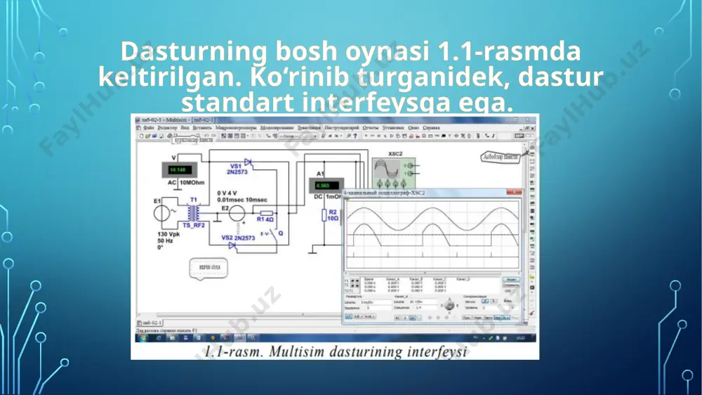 аботам. т: тгту, 2003.-30 с. 6. миленина, с.а. электротехника, электроника и схемотехника: учебник и практикум для академического бакалавриата / с.а. миленина, н.к. миленин. - люберцы: юрайт, 2016. - 399 c. 7. новожилов, о.п. электроника и схемотехника в 2 ч. часть 1: учебник для академического бакалавриата / о.п. новожилов. - люберцы: юрайт, 2016. - 382 c. 8. павлов, в.н. схемотехника аналоговых электронных устройств: учебное пособие / в.н. павлов. - м.: иц академия, 2008. - 228 c. e’tiboringiz uchun rahmat! image2.png image3.png image4.png audio1.wav /docprops/thumbnail.jpeg