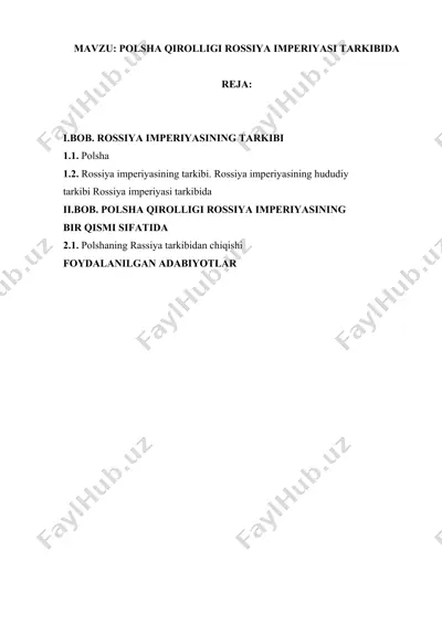 polsha qirolligi rossiya imperiyasi tarkibida — DOCX