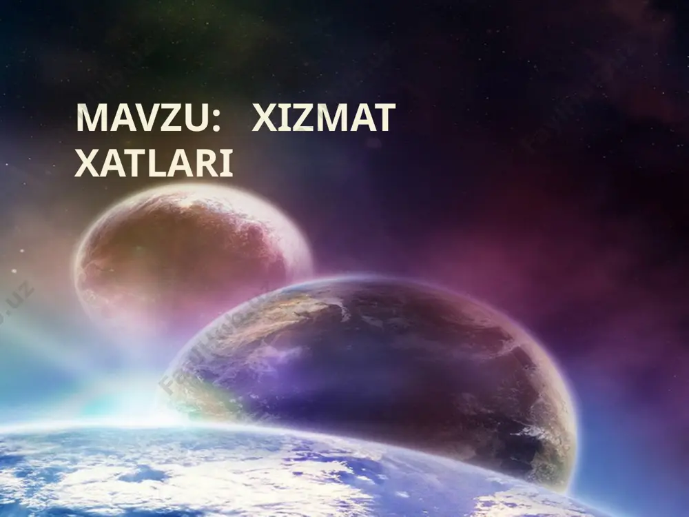 a qo’shib sudga yoki hakamlikka topshiriladi.  da’vo xatlarga quyidagilar ilova qilinadi: 1.tovar-transport yukxati 2.savdo dalolatnomalari 3.yukning tashish uchun qabul qilinganligi to’g’risida patta 5.jo’natilgan molning ro’yxati va bahosi ko’rsatilgan hujjat 4.jo’natilgan molning ro’yxati va bahosi ko’rsatilgan hujjat 6.da’vogarning fikricha da’voning haqligini tasdiqlay oladigan hujjatlar  ilova xat ish yuritishda keng tarqalgan.ishlatilishi: 1.ilova xatlar shartnoma loyihalari 2.majlis bayonlari 3.da’vo materiali e’tiboringiz uchun rahmat !!!                 image3.png image4.jpg image5.jpg image7.jpeg image8.jpg image9.jpeg image10.jpeg image11.jpg /docprops/thumbnail.jpeg