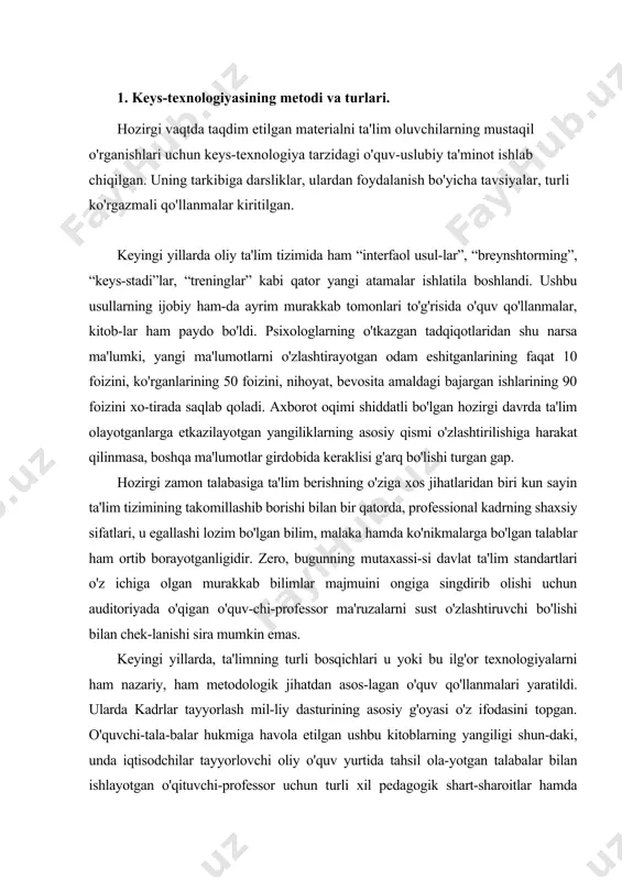rda kadrlar tayyorlash mil-liy dasturining asosiy g'oyasi o'z ifodasini topgan. o'quvchi-tala-balar hukmiga havola etilgan ushbu kitoblarning yangiligi shun-daki, unda iqtisodchilar tayyorlovchi oliy o'quv yurtida tahsil ola-yotgan talabalar bilan ishlayotgan o'qituvchi-professor uchun turli xil pedagogik shart-sharoitlar hamda imkoniyat inobatgan olinga-ni holda pedagogik texnologiyalar ilk marotaba haqi-qiy o'quv qo'llanmasi sifatida batafsil bayon etilgan. fikrimizcha, o'z ustida tinimsiz ishlaydigan, yangilikka qizi-quvchan o'qituvchi bir vaqtning o'zida, ya'ni bir o'quv yili mobayni-da kamida 10-12 xil o'qitish texnologiyalari yoki usullarini qo'llashi mumkin. u yoki bu usulni muayyan ma'ruza yoki seminar mashg'u-lotida qo'llash-qo'llamasligi esa uning mahorat va ayni mavzuning manntig'iga, o'z oldiga qo'ygan pedagogik vazifaga bog'liq. yangi qo'l-lanmada, aytish mumkinki, o'n ikki nafar o'qituvchining o'n ikki xil mavzuni yoritishda qo'llaydigan pedagogik usullari o'z aksini topgan. demak, agar iqtidorli va o'z ish uslubiga ega bo'lgan pro-fessional pedagoglarning ko'pligini inobatga olsak, bu jarayon naqadar serqirra va turfa xil, bu kabi qo'llanmalar esa behisob bo'lishi mumkinligini tasavvur qilish qiyin emas. …
