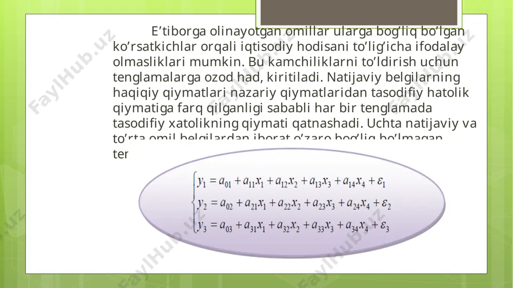 tenglamalar tizimi ko’rinishdagi ekonometrik modellar - Page 4
