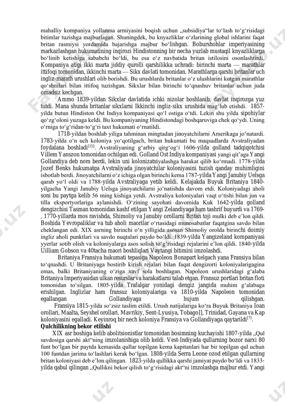 ldi. u 1790 yil chegaralariga qaytarildi. 8) fransiyaga 5 yil muddatga 700 mln. frank miqdorida kontributsiya toʼlash majburiyati yuklandi. 1815 yil 20 noyabrda аngliya, rossiya, аvstriya va prussiya oʼrtasida inqilobiy harakatga qarshi kurash olib borish majburiyatini oluvchi «muqaddas ittifoq» shartnomasi imzolandi. napoleonni taxtdan uzil-kesil agʼdargach, uning gʼoliblari fransiyada burbonlar monarxiyasini tikladilar va lyudovik xviii ni taxtga qaytardilar. biroq burbonlar restavratsiyasi fransiyada inqilobdan oldingi tuzum – feodal- absolyutistik tuzumning tiklanishiga olib kelmadi. vena kongressi qarorlariga binoan: 1) fransiyada konstitutsiya amalga kiritildi; 2) lyudovik xviii barcha tabaalarning fuqarolik xuquqini tan oldi va tasdiqladi; 3) yangi mulkdorlar (kapitalistlar)ning mulk xuquqi tan olindi; 4) markazlashtirilgan maʼmuriy boshqaruv (yagona davlat) saqlab qolindi; 5) napoleon davrida qabul qilingan burjua qonunlar kodekslari saqlab qolindi; 6) napoleon davrida olingan dvoryanlik titullari oʼz kuchini saqlab qoldi; 7) biroq eski dvoryanlik titullari ham tiklandi. 1814 yil konstitutsiyasi (lyudovik xviii davri): 1) qirol xokimiyati ikki palatali qonunchilik korpusi bilan cheklandi: a) …