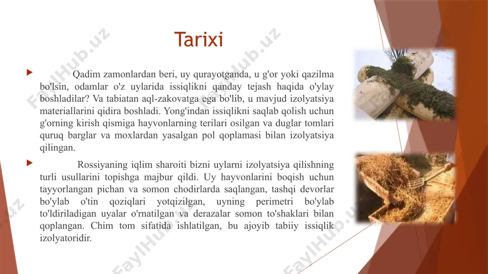 keramika paxta mahsulotlarini ishlatish uchun maksimal ish harorati 1000 ° c dan oshadi. 100 ° c dan yuqori haroratlarda seramika paxta elektr izolyatsiyalash xususiyatlarini oladi; yuqori kimyoviy qarshilikka ega. keramika paxtaidan tayyorlangan mahsulotlar turli deformatsiyalarga chidamli. g`ovakli shisha g'ovakli shisha (ko'pikli shisha) bloklar yoki plitalar shaklida shisha granulyatsiya kukunini yoki vulqon kelib chiqadigan ba'zi jinslarni gaz hosil qiluvchi moddalar bilan , masalan, ohaktosh yoki antrasit bilan sinterlash orqali ishlab chiqariladi. muntazam tarkibli stakan uchun harorat qarshiligi 300-500 ° c, gidroksidi bo'lmagan shisha uchun - 1000 ° s gacha. ko'pikli oynalar ishlab chiqarish va fuqarolik binolarining devorlari, shiftlari, pollari va tomlarini, shu jumladan yig'ma yirik panelli uylarda temir-beton panellarni, muzlatgichli inshootlarni, shuningdek, isitish moslamalari va tarmoqlarini izolyatsiyalash uchun ishlatiladi. zarrachalar taxtalari zarrachalar taxtalari (yong'och plitalari) organik tolali komponentlardan (qoida tariqasida, yog'och chiplari maxsus usulda tayyorlanadi), sintetik qatronlar, suv o'tkazmaydigan vosita, antiseptik va yong'inga qarshi vositadan iborat. chipboardlar 1930-yillarda nemis ixtirochisi maks …