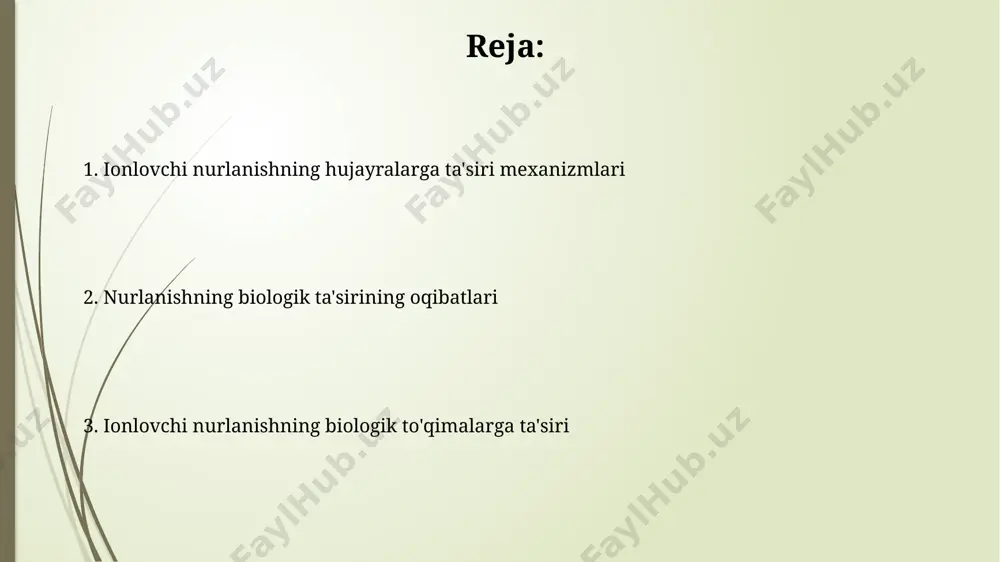 raton xavfini oshiradi, ayniqsa, 5 yildan keyin namoyon bo'ladi. dnkning radiatsion shikastlanishi yuqori dozalarda ionlashtiruvchi nurlanish dnkning ikkilamchi tuzilishini to'liq yo'q qilishi mumkin, bu esa hujayra o'limining asosiy sabablaridan biri hisoblanadi va 50% dan ortiq hujayralarni zararlaydi. dnkning nurlanish shikastlanishi tufayli parchalanish mahsulotlari hosil bo'ladi, bu esa hujayra siklining to'xtab qolishiga va taxminan 20% hollarda apoptozga olib keluvchi signal yo'llarini faollashtiradi. radiatsion kasalliklar radiatsion kasallikning og'irligi olinadigan dozaga bog'liq bo'lib, 6 gy dan yuqori dozalarda o'lim xavfi sezilarli darajada oshadi, va bemorlarda ko'p organ yetishmovchiligi kuzatiladi. radiatsion kasalligi o'tkir va surunkali shakllarda namoyon bo'lishi mumkin, o'tkir shakli 1-10 gy dozalarida, surunkali shakli esa uzoq muddatli past dozalarda ta'sir natijasida yuzaga keladi. ionlashtiruvchi radiatsiyaning ta'siri ionlashtiruvchi radiatsiya dnk molekulasiga 10-1000 ga yaqin ionlashtiruvchi zarralar ta'sir qilganda, dnk zanjirlarining sinishi yoki o'zgarishi kabi jiddiy shikastlanishlarni keltirib chiqarishi mumkin. yuqori energiyali ionlashtiruvchi radiatsiya to'qimalardagi suv molekulalarini ionlashtirib, erkin radikallar hosil qiladi, bu esa …