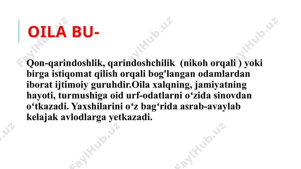 shuv 2. psixologik qovushuv 3. sotsial (ijtimoiy) qovushuv oilaning mustahkam bo'lishi, er-xotinning baxtiyor, tinch-totuv yashashlarida ularning o'zaro qovushuvi muhim rol o'ynaydi. ozaro qovushishlarni shartli ravishda uchta tarkibiy qismga ajratish mumkin: 1. biologik qovushuv 2. psixologik qovushuv 3. sotsial (ijtimoiy) qovushuv e’tiboringiz uchun rahmat. image13.jpeg image3.png image4.png image5.png image6.png image9.png image10.png image2.jpeg /docprops/thumbnail.jpeg