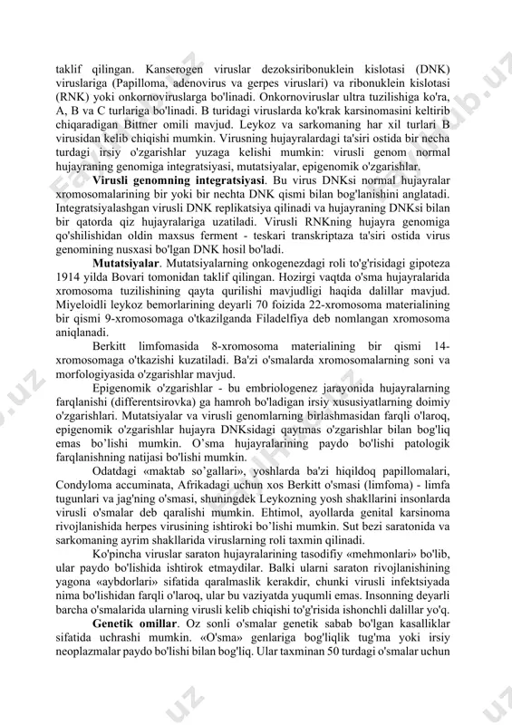 'smalar, shubhasiz, qo'zg'atuvchi (kuchli kanserogenlar) va faollashtiruvchi (kokanserogenlar) bir qator kanserogen omillarning sinergik ta'siri natijasida paydo bo'ladi. kanserojen deb hisoblanmaydigan bir qator moddalar boshqa omillar bilan birgalikda o'smalar rivojlanishiga hissa qo'shishi mumkin. kanserogenlar - nitrosaminlar va amidlar organizmda hosil bo'lishini unutmasligimiz kerak. "ishga tushiruvchi" ta'siri bilan bir qatorda, kimyoviy moddalar ham saraton rivojlanishida lokalizatsiya qiluvchi ta'sirga ega bo'lishi kerak. ba'zi moddalar embrional davrda saraton rivojlanishiga hissa qo'shishi mumkin. kimyoviy moddalar keltirib chiqaradigan ba'zi saraton kasbiy deb tasniflanadi: issiq tsexlar ishchilarining saratonlari, trubalarni tozalovchilar (moyak saratoni), vino ishlab chiqaruvchilar (qo'l kafti va oyoqlarning saratoni), parafin bilan ishlaydiganlarning saratoni (qo'llar va moyak saratoni), dengizchilar, dehqonlar, ko'p vaqt ochiq havoda (yuz, qo'llarning saratoni), anilin moddalari bilan ishlashda (siydik yo'llarining saratoni), rentgen nurlari (shifokorlar, rentgen laboratoriyalaridagi xodimlarda), qatronlar, var (etikdo’zlar uchun - birinchi barmoq saratoni), kauchuk (rezina kabellar bilan ishlaydiganlarda – teri va qovuq saratoni), asbest, xrom, generator gazlar bilan aloqada (o'pka saratoni). saratonni …