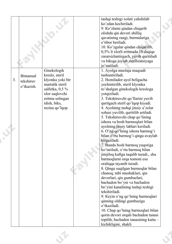 sm olib tashlansa, kichik chanoqning to’g’ri o’lchami kelib chiqadi; 10.olingan ma’lumotlar ayolning shaxsiy kartasiga yoziladi; 11.qo’llar yuviladi ; 12.chanoq o’lchagich spirtda namlangan paxta bilan artiladi. image1.jpeg image2.jpeg image3.jpeg image4.jpeg