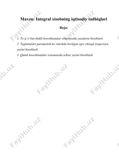 integral xisobning iqtisodiy tadbiqlari — DOC