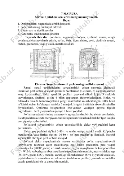 rangli metall qotishmalarini suyuqlantirish uchun elektr pechlar — DOCX