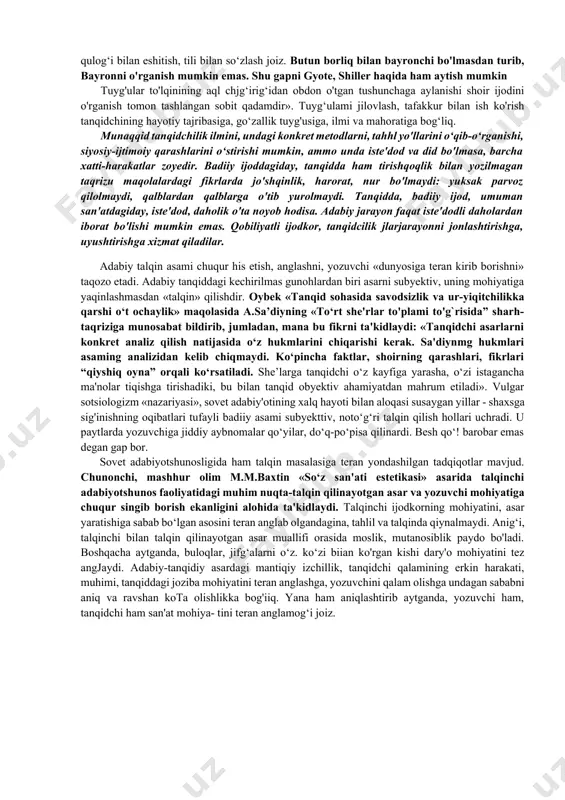 matn unga xoh yoqsin — xoh yoqmagan bo‘1sa-da. his-hayajonga beriladi, u haqda o‘ylay boshlaydi. kitobxon ijodining bu bosqichida badiiy matn yo badiiy asar sifatida qabul qilinadi, yo badiiylikka aloqasiz matoh sifatida inkor etiladi. o`qish, uqish jarayonidagi ijodda aql yetakchilik qiladi. aniqrog'i, kitobxon, bus-butun holda qabul qiluvchi, o'zlashtiruvchiga ayianadi. asarni o'qish, aslida, o‘zi uchun ijro etishdir. kitobxon voqealarga aralashadi, qahramonlarni joylashtiradi, ularning gap-so‘zlarini eshitadi, ruhiy holatlarim yurakdan his etadi. b tomaslievskiy anglashicha, “kitobni o‘qib”, biz uni “ichki nutq” shakliga o‘giramiz yoxud uni gapirtiramiz, ovoz holiga keltiramiz. kitobxon qalbi asar ijro elilayotgan sahnaga aylandimi, demak, qahramonlar ham kitobxon ixtiyoriga o'tgan bo'ladi. yozuvchi abduila qodiriy «o‘tkan kunlar»ni yozar ekan, o‘quvcbi sifatida yozganlarini uqib bordi. natijada, kumushning olimiga ilk bor ko'z yoshi to'kkan kitobxon qodiriyning o‘zi bo‘ldi. romandagi otabekka kilobxon qodiriy havas bilan qaradi. «bordiyu, «o‘tkan kunlar» romani asosida kino olinsa, otabek rolida o'zim o'ynagan bo`lardim», deya orzu qildi qodiriy. kitobxon asarni o‘zlashtirib. o‘ziniki …