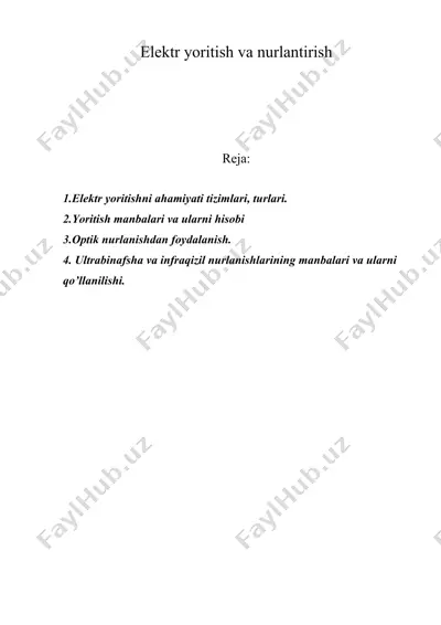 elektr yoritish va nurlantirish — DOC