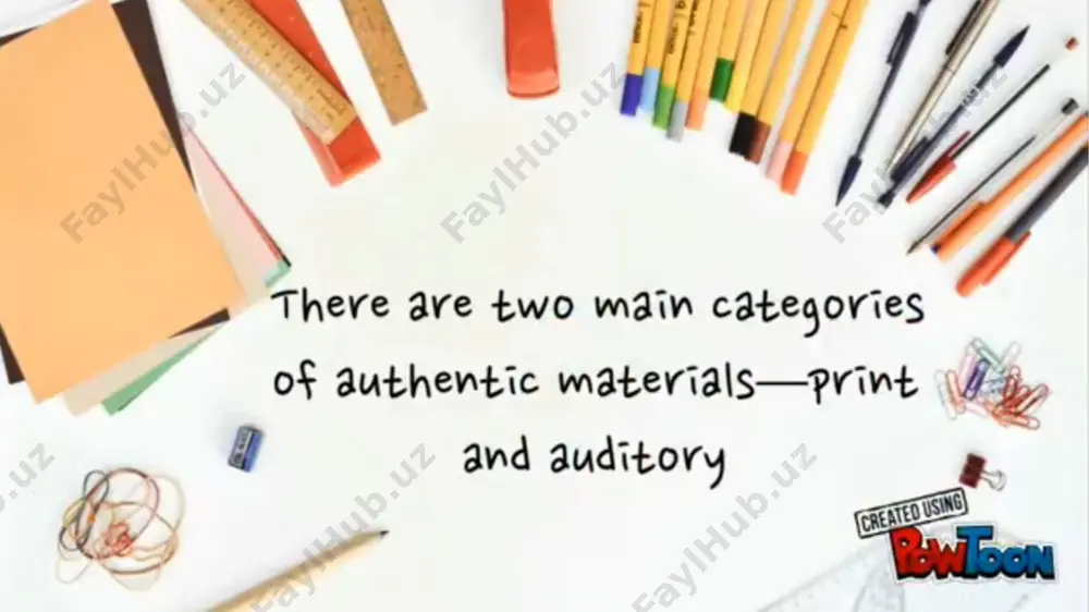 more meaningful context for learning, enhancing their motivation and engagement while also improving their real-world communication skills. however, it requires careful selection and adaptation by teachers to ensure that they are appropriate for learners' level and interests. by exploring effective strategies for using authentic materials in the classroom, this research aims to contribute to ongoing efforts to improve english language teaching practices worldwide. z thanks for attention z image4.jpeg image5.jpeg image6.jpeg image7.jpeg image2.png image3.png /docprops/thumbnail.jpeg