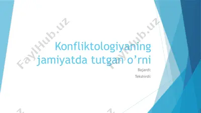 konfliktologiyaning jamiyatda tutgan o’rni — PPTX