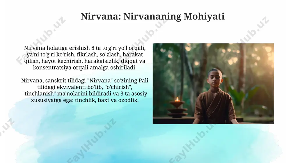 buddizm ta'limotga -to'rt oliy haqiqat, nirvana haqidagi qarashlar - Page 5
