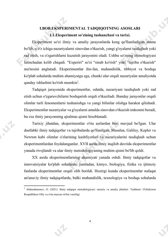 eksperimentlar o'tkazish orqali dori vositalarining samaradorligi va xavfsizligi sinovdan o'tkaziladi. eksperimentlar shuningdek, ijtimoiy fanlarda ham muhim ahamiyatga ega. ijtimoiy tadqiqotlarda eksperimentlar orqali insonlarning xulq-atvori va qaror qabul qilish jarayonlari o'rganiladi. bunday eksperimentlar ijtimoiy psixologiya, iqtisodiyot va siyosat sohalarida keng qo'llaniladi. hozirgi kunda eksperimentlarni o'tkazish uchun zamonaviy texnologiyalar va metodologiyalar ishlab chiqilgan. kompyuter simulyatsiyalari, ma'lumotlarni tahlil qilish vositalari va statistik metodlar eksperimentlarni yanada samarali o'tkazishga yordam beradi. shuningdek, internet va raqamli platformalar orqali masofaviy eksperimentlar o'tkazish imkoniyatlari paydo bo'lgan, bu esa tadqiqotlarni yanada kengaytirish imkonini beradi. eksperimentlar natijalari ilmiy jurnallarda chop etiladi, bu esa ilmiy hamjamiyatda bilim almashish va yangi tadqiqotlar uchun asos bo'lib xizmat qiladi. natijalar doimo qayta ko'rib chiqiladi va yangi tadqiqotlar bilan taqqoslanadi, bu esa ilm-fanning rivojlanishiga hissa qo'shadi. shu bilan birga, eksperimentlar o'tkazishda etik jihatlar ham muhim ahamiyatga ega. tadqiqotchilar insonlar yoki hayvonlar ishtirok etadigan eksperimentlarni o'tkazishdan oldin etika qoidalariga rioya qilishlari zarur. bu, odamlarning huquqlarini himoya …