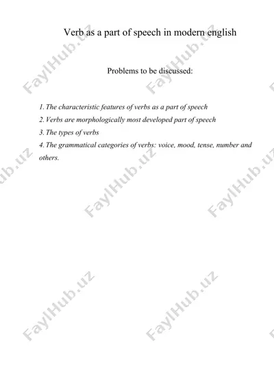 verb as a part of speech in modern english — DOC