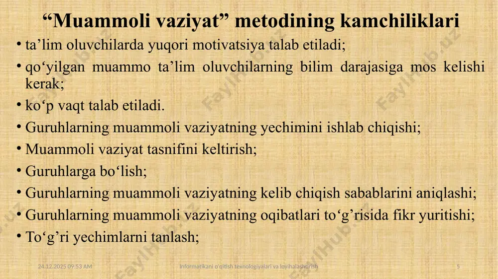 muammoli vaziyatni o'qitish metodlari - Page 5