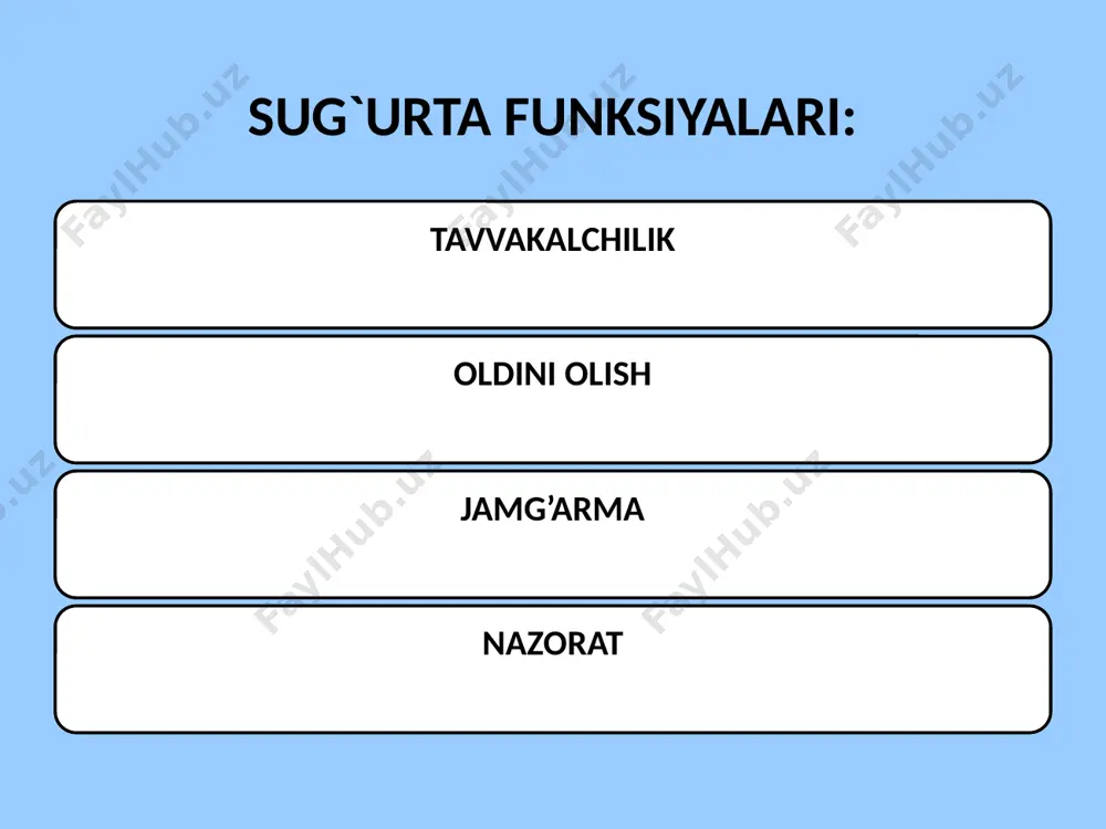sug`urta obyektlari va ularning turlari bo`yicha guruhlanishining umumiy asoslari - Page 5
