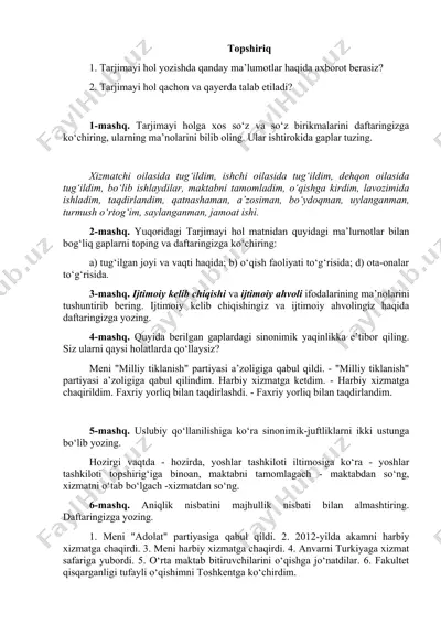 tarjimayi hol yozishda ma'lumotlar — DOCX