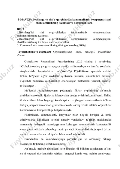 kommunikativ kompetentlikning shakllantirilishi va komponentlari — DOC