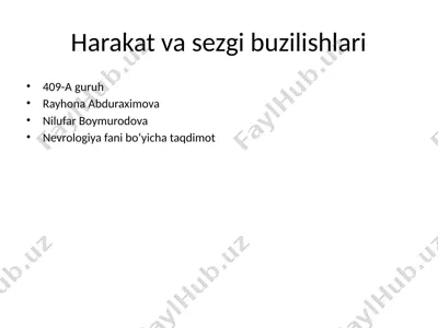 harakat va sezgi buzilishlari — PPTX