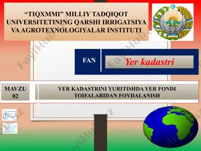 yer kadastrini yuritishda yer fondi toifalari — PPTX