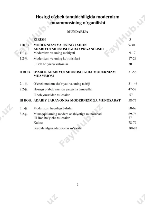 da. ayniqsa, hozirgi o‘zbek adabiyotshunosligida modernizm adabiyoti borasida ko‘plab bahs-munozaralar bo‘lib o‘tmoqda. modernizm va uning oqimlari, yo‘nalishlari haqidagi nazariy ma’lumotlar yetarli darajada emas. mazkur magistrlik dissertatsiyamizda modernizmning nazariy asoslari, shuningdek, hozirgi o‘zbek moden she’riyati va uning tadriji, hozirgi nasrimizdagi yangicha tamoyillar, adabiy tanqidchilikda modernizm muammosining o‘rganilishi, modernizm hapqidagi bahslar bilan bog‘liq masalalar tahlil qilinadi. ushbu jihatlar mavzuning dolzarbligini belgilaydi. o‘zbekiston respublikasi prezidentining 2022-yil 28-yanvardagi pf-60-son “2022-2026-yillarga moʻljallangan yangi oʻzbekistonning taraqqiyot strategiyasi toʻgʻrisida”gi farmoni, 2019-yil 21-oktyabrdagi pf-5850-son “o‘zbek tilining davlat tili sifatidagi nufuzi va mavqesini tubdan oshirish chora-tadbirlari to‘g‘risida”gi, 2020-yil 20-oktabrdagi pf-6084-son “mamlakatimizda o‘zbek tilini yanada rivojlantirish va til siyosatini takomillashtirish chora-tadbirlari to‘g‘risida”gi farmonlari, 2017-yil 20-apreldagi pq-2909-son “oliy ta’lim tizimini yanada rivojlantirish chora-tadbirlari to‘g‘risida”gi, 2017-yil 13-sentyabrdagi pq-3271-son “kitob mahsulotlarini nashr etish va tarqatish tizimini rivojlantirish, kitob mutolaasi va kitobxonlik madaniyatini oshirish hamda targ‘ib qilish bo‘yicha kompleks chora-tadbirlar dasturi to‘g‘risida”gi, 2020-yil 19-oktabrdagi pq-4865-son “buyuk shoir va mutafakkir alisher navoiy tavalludining 580-yilligini keng …