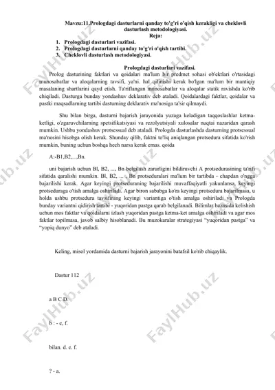 prologdagi dasturlarni qanday to'g'ri o'qish kerakligi va cheklovli dasturlash metodologiyasi — DOCX