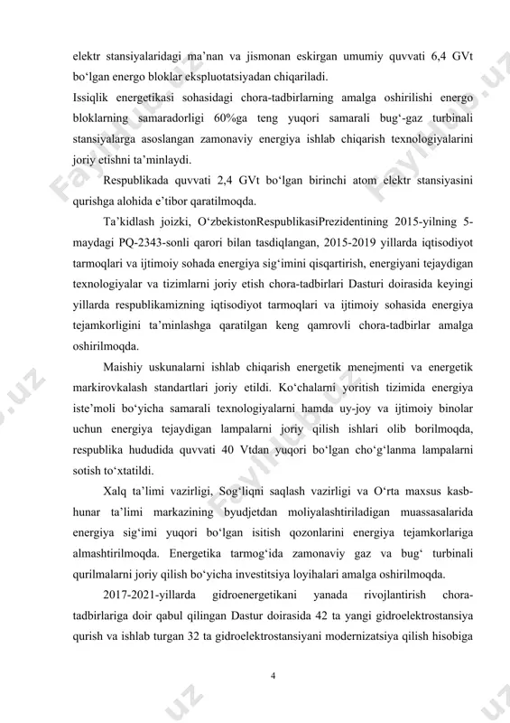 chiqarish maqsad qilingan. o‘quvjarayonidakursloyihasigaalohidaahamiyatberiladi, chunkiutanlanganyo‘nalishbo‘yichamustaqilishlashnio‘rgatadi. kursloyihasinibajarishdavomida, talabanazariyqismidaolinganbilimlarinimustahkamlash, elektrtizimlariniloyihaqilishusuli, bildirgichlardanfoydalanish, zamonaviykompyuterlaryordamidahisobvagrafikishlarinibajarishnio‘rganadi. 1. loyihalashnidavomidatalabalarquyidagilar: –tumanelektrtarmoqlariningloyihalashusuli; –tumanelektrtarmoqlarininominalkuchlanishi, tizimningmaksimal, minimalvaavariyadankeyingirejimlarinihisoblash; –transformatorlardagikuchlanishpog‘onalarinitanlash; –havoliniyalarisimlariningmarkalari, kuchtransformatorlariningko‘rsatkichlaribilantanishadilar. 2. elektro‘zgarishliniyalariningo‘tkazuvchanlikqobiliyatinianiqlashni, transformatorlarningyuklashqobiliyatinianiqlash, variantlarnitexnik–iqtisodiyqiyoslashusulinio‘rganishni, transformatorpog‘onalarinitanlashni, kompyuterlardadasturlartuzishnivakeraklihisoblarnibajarishnio‘rganishlarikerak. 3. ijobiytomoni: –kuchtransformatorlari, kompensasiyaqurilmalariningquvvatini, elektruzatishliniyalariningsimlarinitanlashda, tumanelektrtarmoqlarinioptimalvariantlarinitanlashyo‘liniahtarish; –zamonaviykompyuteryordamidadasturlashtexnalogiyasinio‘rganish; –tumanelektrtarmoqlariniprinsipialvaalmashtirishsxemasinituzishda; –arzonvaishonchliasbob–uskunalartanlashyo‘libilaniqtisodiyhisobdatumanelektrtarmoqlarigatuzatishlarkiritish. kursloyihasitopshirig‘idaquyidagilarko‘rsatiladi: 1. elektrmanbai (elektrstansiyasi) vaiste’molchilarning (yuklamalarning) joylashishi; 1. elektrtizimlariyuklamalariningtavsiflari (xarakteristikalari), xususan: aktivquvvat (rmaks), maksimalrejimdagi, elektriste’molchilarningtoifa (kategoriya) lari, shurejimdagibiryildaiste’molqilinganelektrenergiyasi; 1. belgilanganquvvat, cosφgvaelektrstansiyasiningturi; 1. ishlabchiqaruvchivaiste’molqilinuvchimarkazlarorasidagimasofalar. loyihada 2 tavariantning (ochiqvayopiqtarmoq) texnik–iqtisodiyqiyoslashmasalasiko