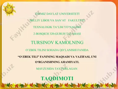 o‘zbek tilini sohada qo‘lanishi — PPT