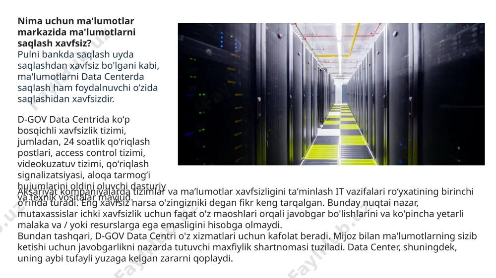 i. tranzaksion xizmatlarga ariza berish va oxirgi natijagacha onlayn tarzda axborot tizimlari ishtirokida olinadigan xizmatlar kiradi 2024-yil i chorak yakuni bo'yicha yagona portal orqali 595 ta davlat xizmatidan foydalanish imkoniyati yaratilgan. birgina, 2023-yilda yagona portalda jami 200 ta xizmatlar joriy etildi va takomillashtirildi. 2024-yilda yagona portalda talabgorligi yuqori boʼlgan 170 ta elektron davlat xizmatlarini joriy etish hisobiga yagona portaldagi davlat xizmatlari sonini 700 taga yetkazish rejalashtirilgan. elektron davlat xizmatlari sohasidagi oʼzgarish va yangiliklarni muntazam aholiga yetkazish maqsadida yagona portalning ijtimoiy tarmoqlardagi sahifalari faoliyati yoʼlga qoʼyilgan (https://t.me/mygovuz, https://www.instagram.com/my.gov.uz/, https://www.youtube.com/channel/uc7nmusyjqukqslqne2l5l2a). shuningdek, yagona portal orqali elektron davlat xizmatlaridan foydalanish jarayonida vujudga kelgan savollar hamda takliflarga javob berish, texnik nosozliklarni bartaraf etish maqsadida qayta aloqa tizimi, xususan, 1242 qisqa telefon raqami, telegram bot (@mygovuzsupportbot) faoliyati yoʼlga qoʼyilgan. davlat xizmatlari markazlari uchun maxsus modulda 300 dan ortiq davlat xizmatlari mavjud boʼlsa, pochta boʼlimlari uchun “yagona agent kabineti”da 80 ga yaqin davlat xizmatlari mavjud. raqamlashtirish monitoringi …