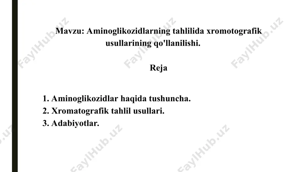 ar in'ektsiya joyidan tez so'riladi, ammo og'iz orqali yoki rektal qabul qilinganidan keyin yomon so'riladi. amikatsinning tuzilishi. dibekatsinning tuzilishi. 2. xromatografik tahlil usullari. bir vaqtning o'zida sifat va miqdoriy aniqlash uchun aminoglikozidlarni tahlil qilish uchun xromatografik usullar kerak. biroq, aminoglikozidlarning strukturaviy o'xshashligi tufayli ajralishlarga erishish qiyin. gentamitsin komponentlarining qog'oz xromatografiyasi aminoglikozidlar uchun birinchi xabar qilingan xromatografik usul edi. gaz xromatografiyasi gaz xromatografiyasi (gc) yuqori ajratish qobiliyati va samaradorligi bilan uchuvchi, issiqlikka bardoshli birikmalar uchun mashhur usuldir. biroq, bu molekulalarning gidrofil, asosiy va uchuvchan bo'lmagan tabiati tufayli gc tomonidan buzilmagan aminoglikozidlarni bevosita tahlil qilish mumkin emas. amino va gidroksil guruhlarini hosil qilish orqali uchuvchi hosilalar hosil bo'lishi mumkin. trimetil silildietil amin (tmsdea), amino va gidroksil guruhlarini silillashtiruvchi reagent, lotinlashtiruvchi vosita sifatida ishlatilgan. mahsulotlar namlikka sezgir va shuning uchun barqaror emas. natijada, natijalar chiziqli bo'lmagan va yomon takrorlanadi va derivatizatsiya rentabelligi past bo'ladi. namuna namligi va eruvchanligidagi o'zgarishlarni bartaraf etish uchun namunalarni …