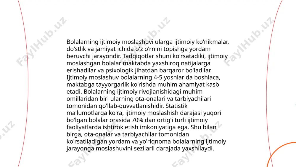 olalar ishtirok etadi. ushbu dasturlar asosan ijtimoiy muhitga moslashish, ta’lim olish va kasbiy ko‘nikmalarni rivojlantirishni ko‘zda tutadi. shu bilan birga, o‘qituvchilarning ehtiyojlariga moslashtirilgan o‘quv materiallari va metodik ko‘llanmalar ishlab chiqiladi. har yili bu hamkorlik natijasida 2 000 ga yaqin bola turli fanlar bo‘yicha bilim oladi va bu ularning kelajakda jamiyatga qo‘shilishiga imkon beradi. ... t.me/slaydai_bot bo'sh vaqtni mazmunli tashkil etish hayot sifatini oshirishda muhim ahamiyatga ega. dunyodagi yetakchi mutaxassislarning tadqiqotlariga ko'ra, samarali dam olish inson salomatligini va ruhiy holatini yaxshilaydi. haftasiga kamida 150 daqiqa jismoniy faollik tavsiya etiladi. shuningdek, kitob o'qish, yangi til o'rganish kabi faoliyatlar intellektual rivojlanishni qo'llab-quvvatlaydi. har kuni 15-30 daqiqa meditatsiya yoki nafas olish mashqlari stressni kamaytirishi isbotlangan. amerika psixologiya assotsiatsiyasining ma'lumotlariga ko'ra, bo'sh vaqtni rejali o'tkazgan insonlar ishda 25% ga samaraliroq bo'ladi. buning uchun vaqtni rejalashtirish, maqsadlar qo'yish va ularga erishish yo'llarini tuzish talab etiladi. shu orqali bo'sh vaqt hayotni boyitish omiliga aylanadi. ... t.me/slaydai_bot bolalarni …