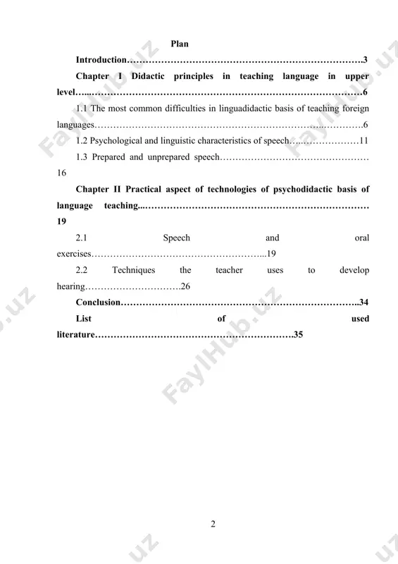 ch; 3. to make an examples of exercises in of speaking and hearing. practical value of this paper is determined by the fact that the developed material and proper tasks and exercises make available the use of this work as a manual in teaching a foreign language at classroom or as a given homework, or as a useful material for elective additional courses of foreign language at school. the paper consists of introduction and two chapters followed by conclusion. the first chapter is about the most common difficulties in auding and speaking a foreign language. also it consists of psychological and linguistic characteristics of the speech. further we find differences between prepared and unprepared speech and in this chapter we learn to find mistakes of pupils and how to correct them. in the second chapter are given the exercises, which help the teachers to obtain results in teaching speech. the …