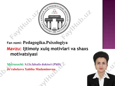 ijtimoiy xulq motivlari va shaxs motivatsiyasi — PPT