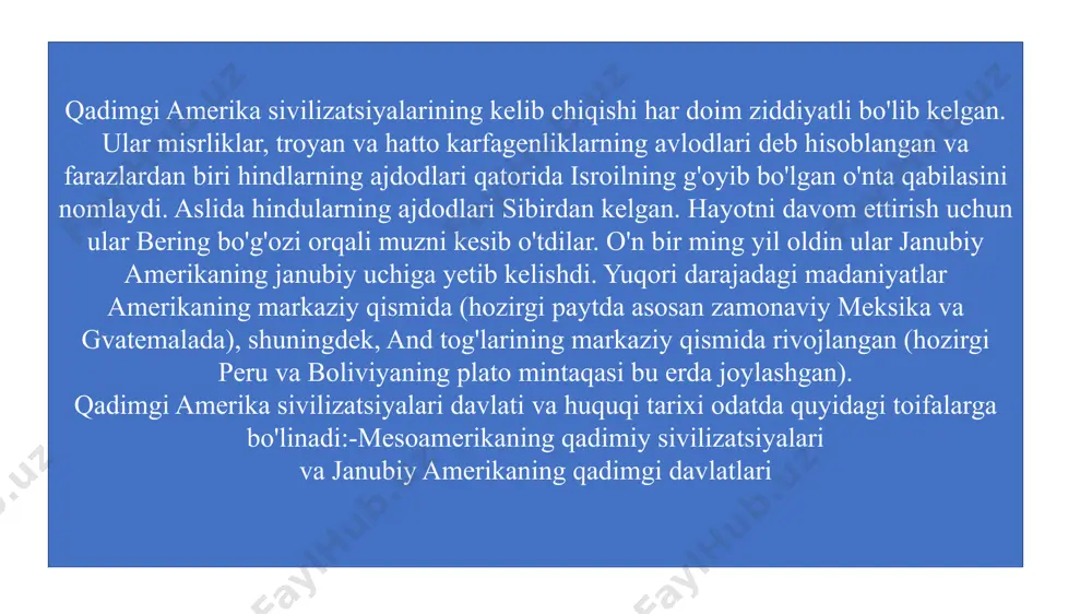 da "tukli ilon" nomli kukulkan unvonini olgan etakchining buyrug'i bilan bostirib kirishdi. xiii asrda itzalar mayapandan kelgan kokom va meksikaning markaziy qismidan yollangan askarlardan tashkil topgan koalitsiya tomonidan mag'lubiyatga uchradi. natijada 1441 yilgacha davom etgan despotik boshqaruv tizimi o'rnatildi. postklassik davrning so'nggi yillari shahar davlatlarini bir-biriga qarshi qo'ygan doimiy urushlar bilan ajralib turardi. ispaniyalik istilochilar kelganidan keyin mayyalar o'zlarining barcha ta'sirlarini yo'qotdilar va boshqa mahalliy xalqlar singari g'oliblarning dinini va urf-odatlarini qabul qilishga majbur bo'ldilar. shunga qaramay, ba'zi bir shaharlar bir muncha vaqt qarshilik ko'rsatdilar, masalan, peyndagi mayya sivilizatsiyasining so'nggi qal'asi tayasal 1697 yilgacha qarshilik ko'rsatgan. maya sivilizatsiyasi butun amerika qit'asida eng muhim qadimgi sivilizatsiyalaridan biri hisoblanadi. uning matematika, astronomiya yoki arxitektura kabi sohalar rivojidagi hissalari keyingi sivilizatsiyalar rivojiga muhim ta'sir ko'rsatdi. dini mayyalar ko'p xudolik dinini qabul qilishgan va bu e'tiqodlari tabiat bilan chambarchas bog'liq edi. ularning kundalik hayotning boshqa jihatlari bilan bog'liq bo'lgan yomg'ir, quyosh, qishloq xo'jaligi, o’lim …