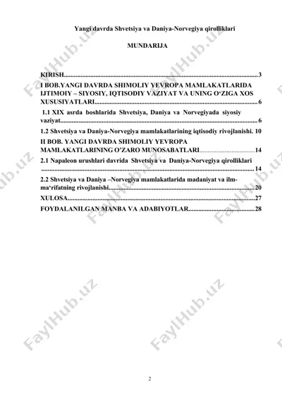 yangi davrda shvetsiya va daniya-norvegiya qirolliklari tarixi — DOCX
